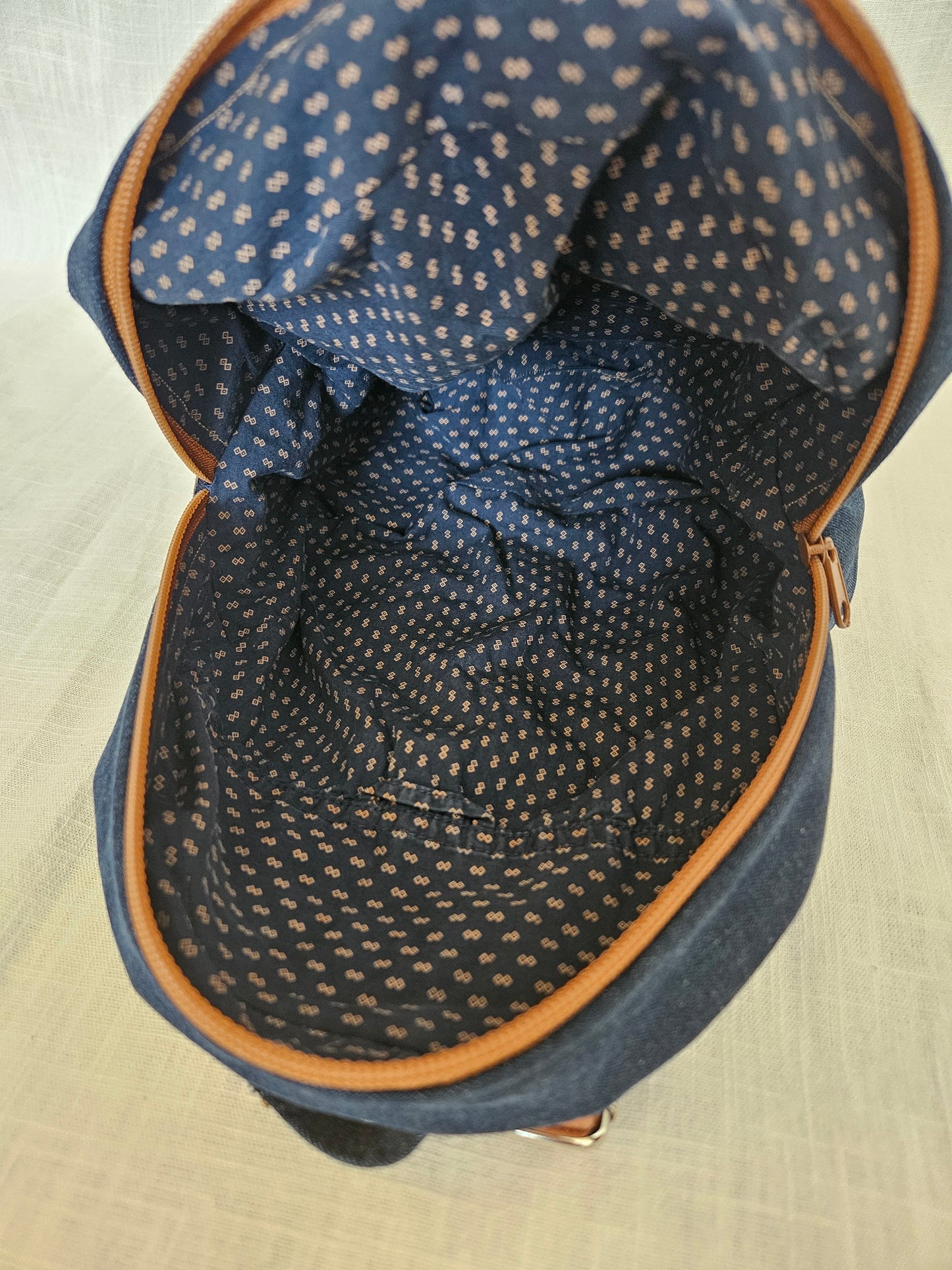 Upcycled Jeans Mini Rucksack dunkelblau "59"