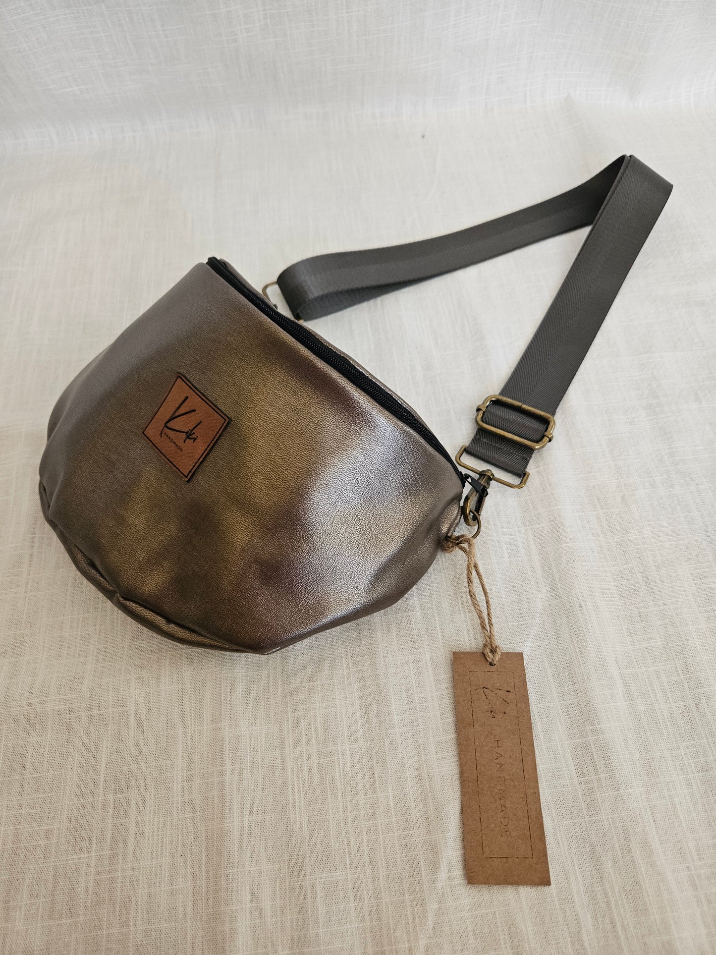 Bronze Crossbody Bag metallic "Dunkelgrau"