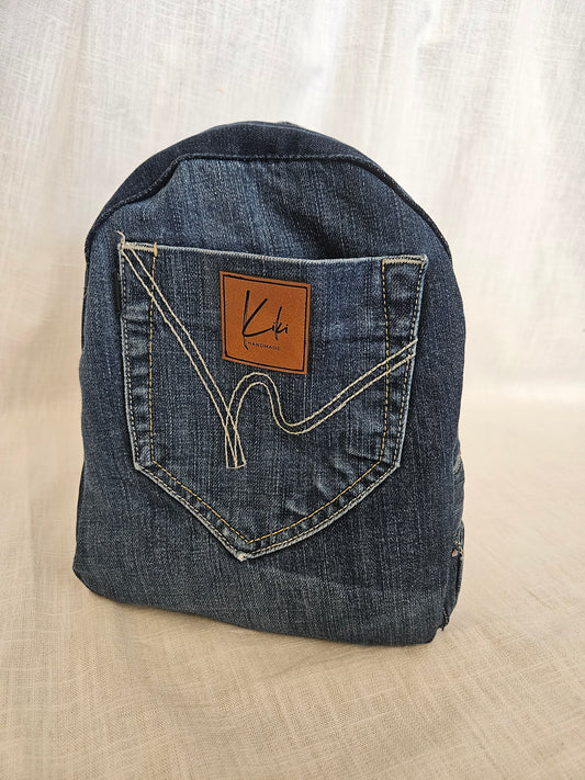 Upcycled Jeans Mini Rucksack dunkelblau "Duke"