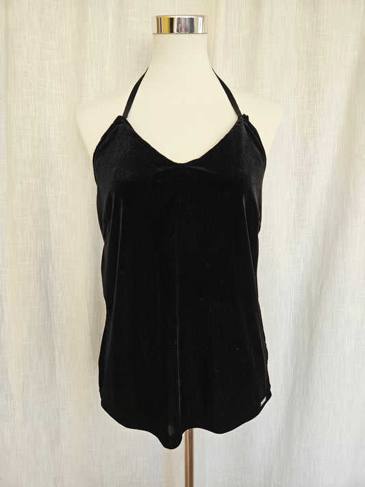 Upcycled Neckolder-Top "Samt" Gr. S