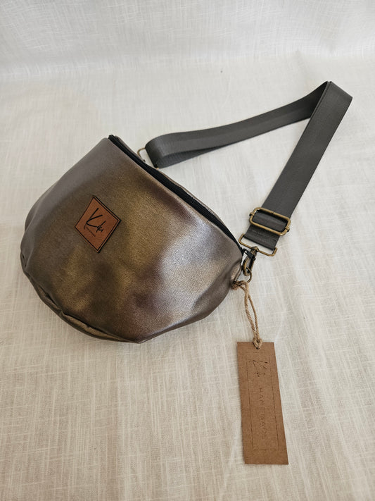 Bronze Crossbody Bag metallic "Dunkelgrau"