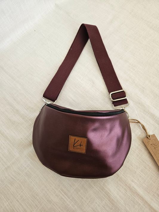 Dunkelrote Crossbody Bag metallic "Bordeaux"