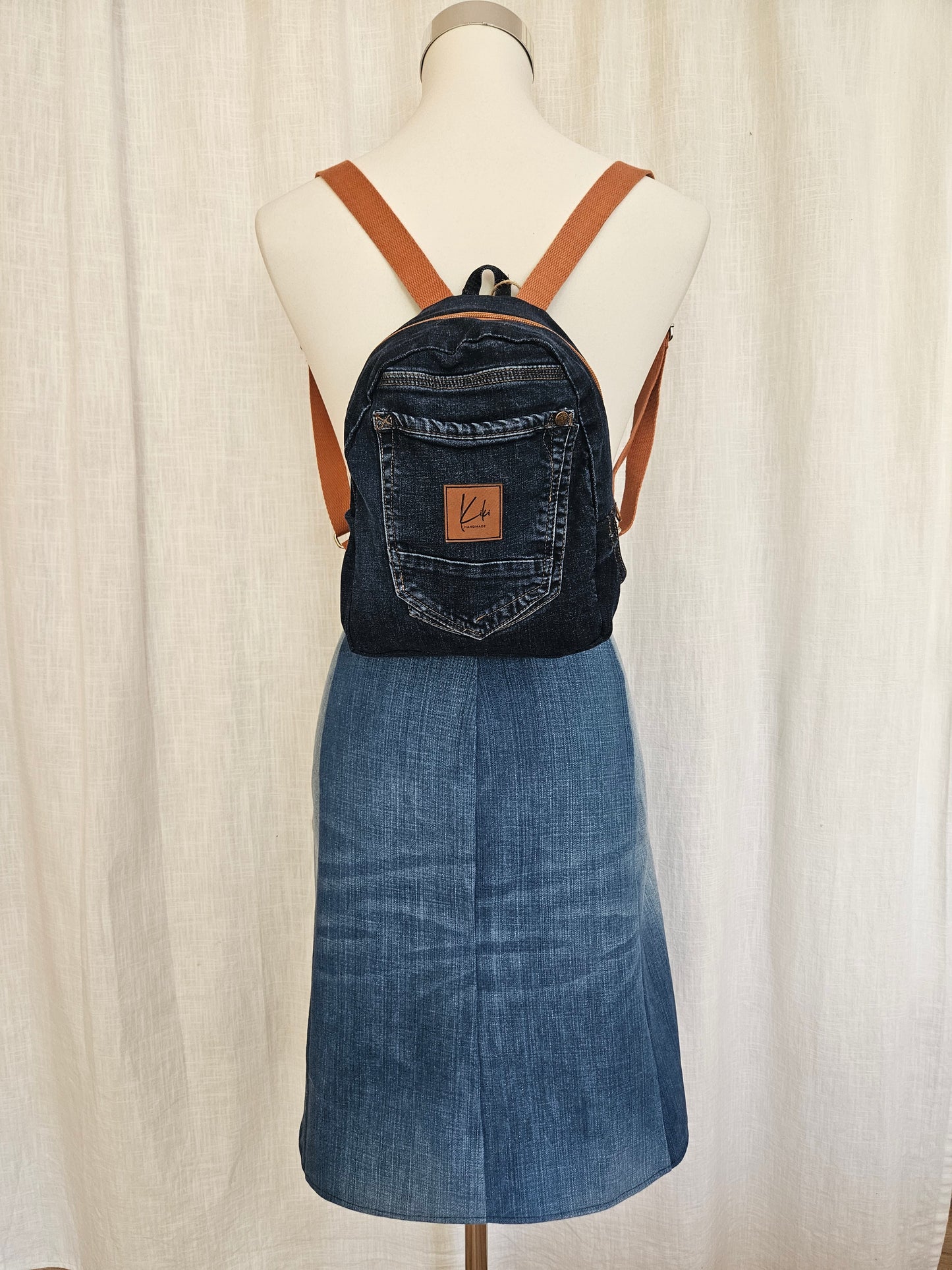 Upcycled Jeansrock mit Rüschen Gr. S